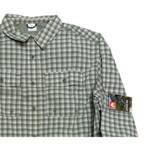 OZARK TRAIL -‎ Upstream Shirt Men's Green Plaid Vented Roll Tab Sleeves -Sz L